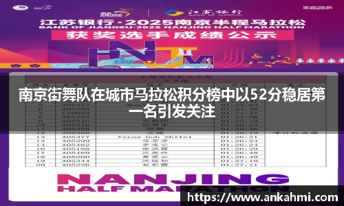 南京街舞队在城市马拉松积分榜中以52分稳居第一名引发关注